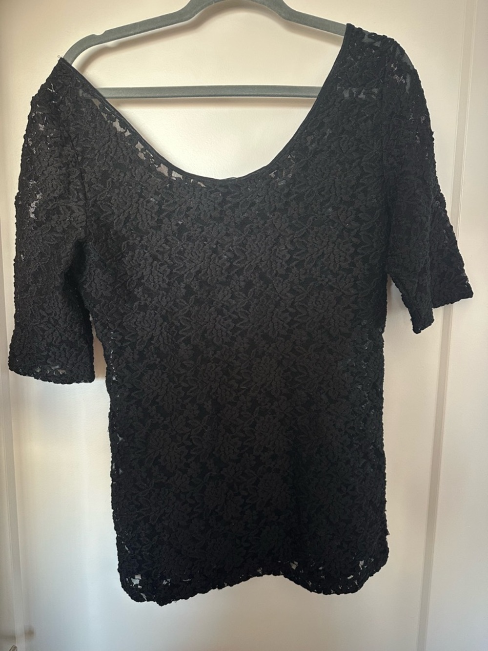 Banana Republic Black Lace Short-Sleeve Top